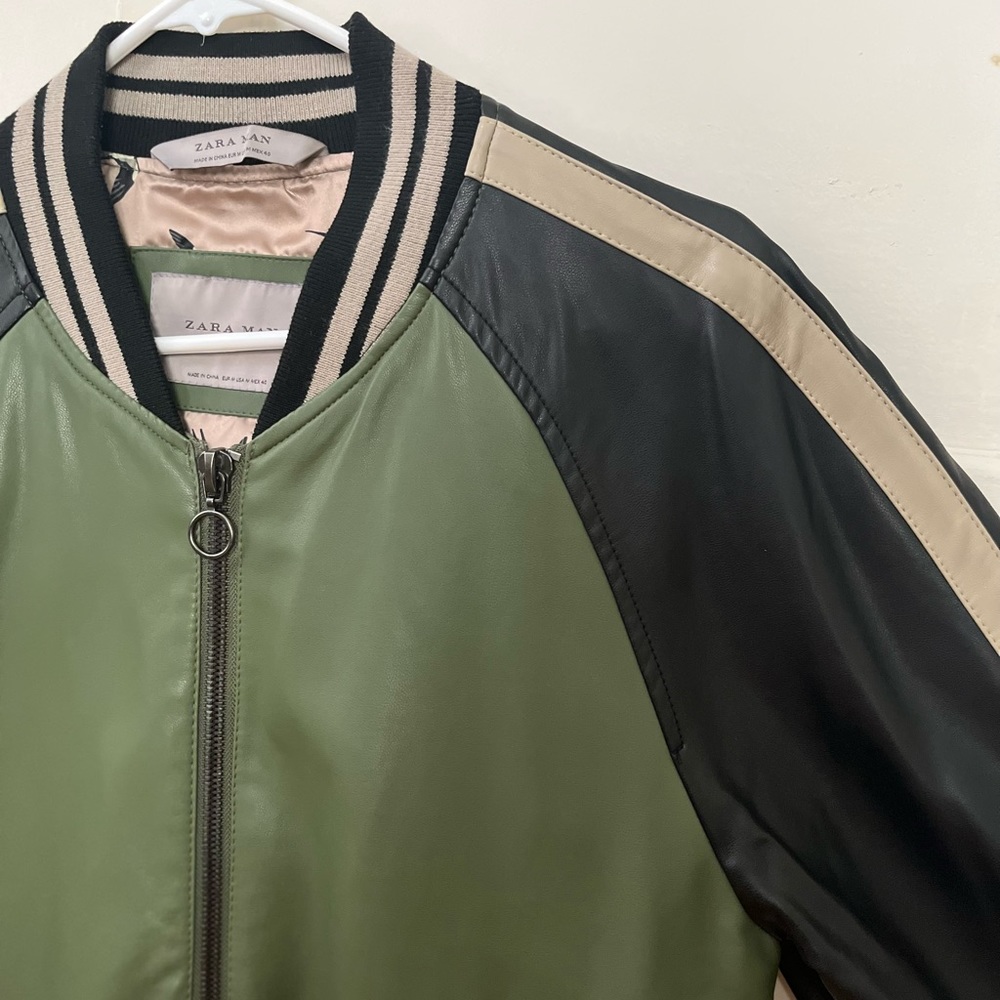 Zara Man Faux Leather Bomber Jacket